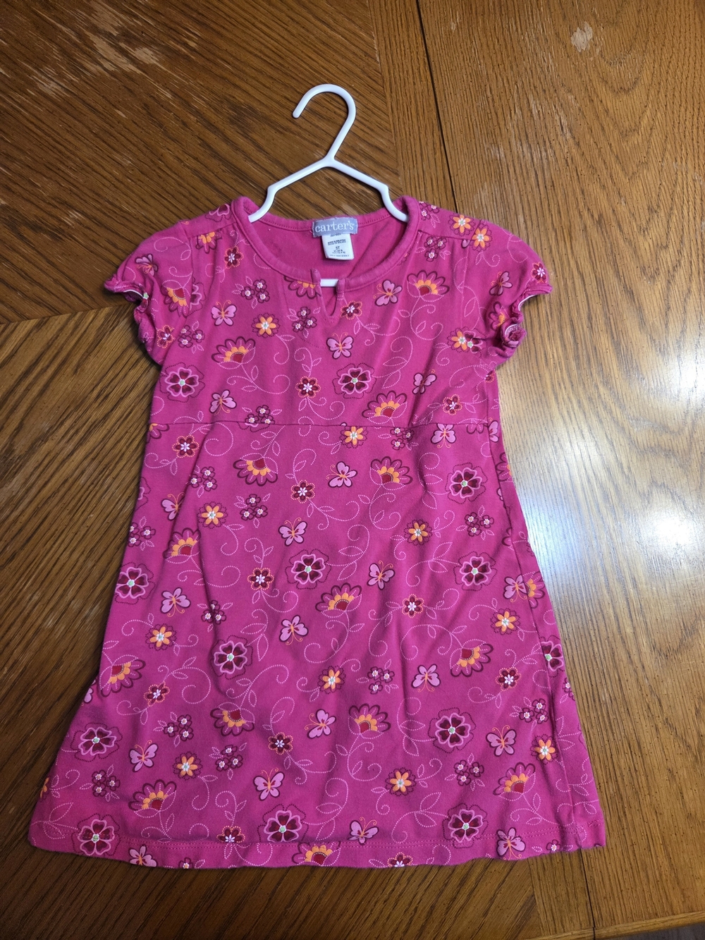 Carter's Hot Pink Floral Short-Sleeve Casual Dress for Girls